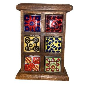 Pier 1 Imports Wood & Ceramic Spice/Trinket Drawers